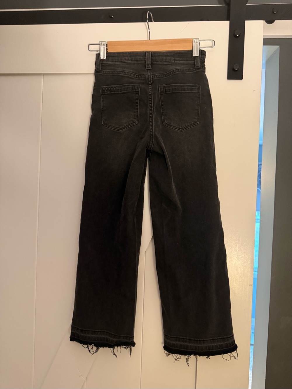 BLANKNYC Mini Franklin Black Wide Leg Raw Hem Jeans Girls 7
